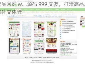 成品网站 w灬源码 999 交友，打造高品质的社交体验