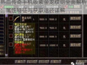 热血传奇手机版紫金龙纹剑全面解析：属性特征与获取途径详解