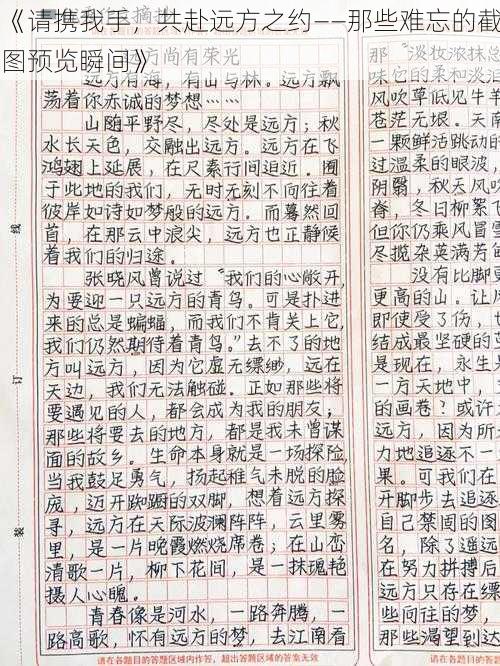 《请携我手，共赴远方之约——那些难忘的截图预览瞬间》