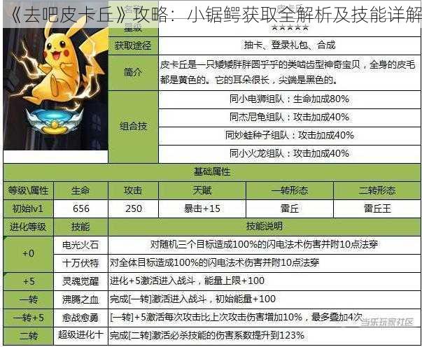 《去吧皮卡丘》攻略：小锯鳄获取全解析及技能详解