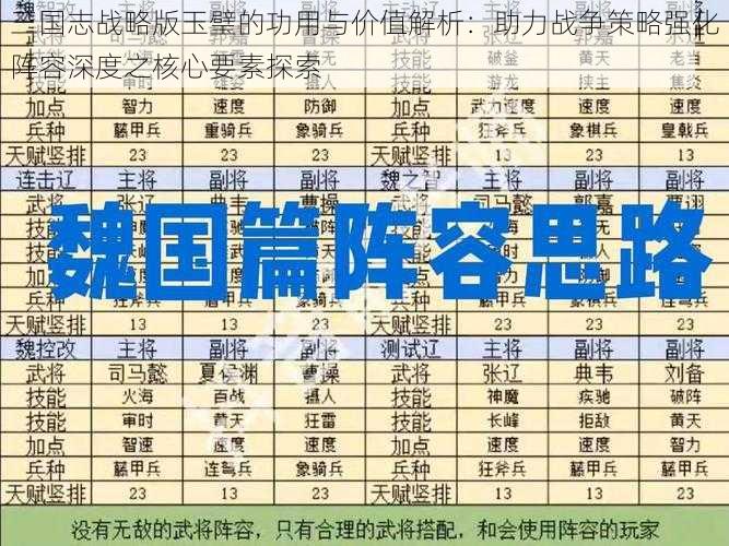 三国志战略版玉璧的功用与价值解析：助力战争策略强化阵容深度之核心要素探索