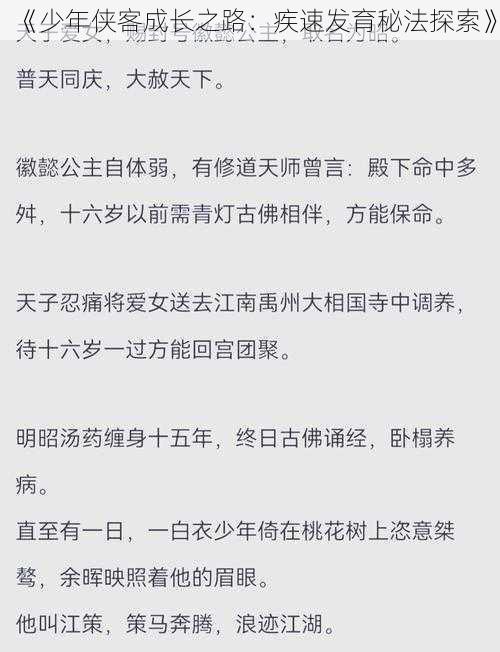 《少年侠客成长之路：疾速发育秘法探索》