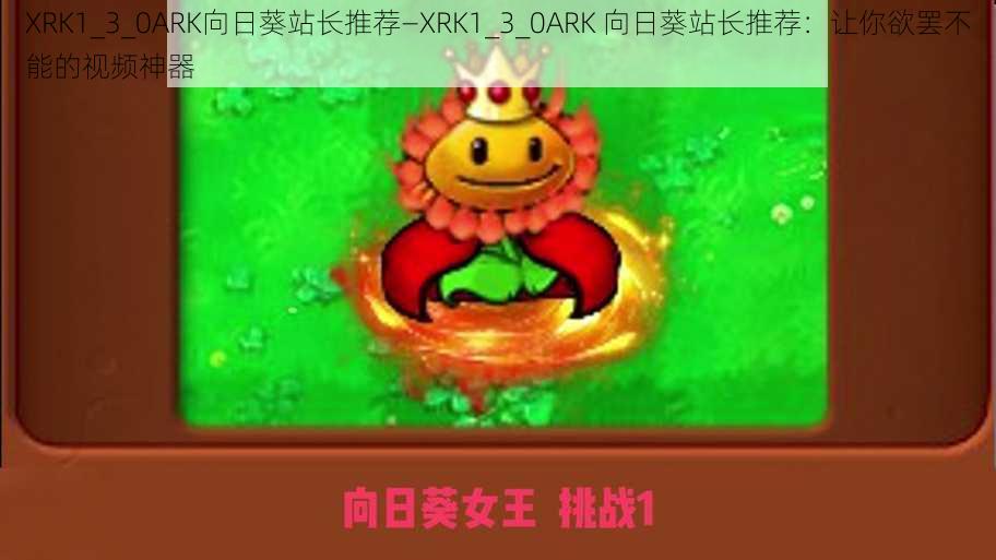 XRK1_3_0ARK向日葵站长推荐—XRK1_3_0ARK 向日葵站长推荐：让你欲罢不能的视频神器