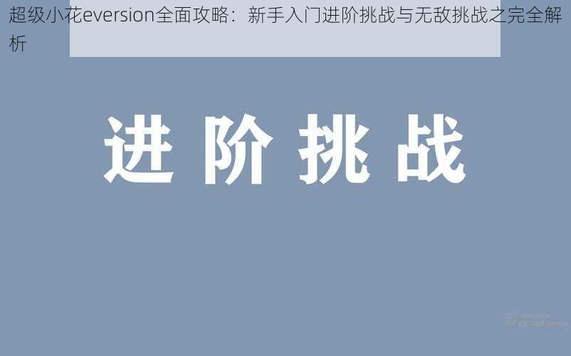 超级小花eversion全面攻略：新手入门进阶挑战与无敌挑战之完全解析