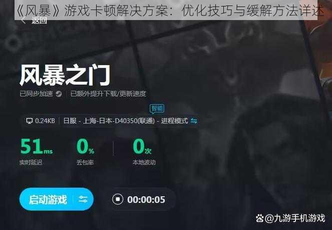 《风暴》游戏卡顿解决方案：优化技巧与缓解方法详述