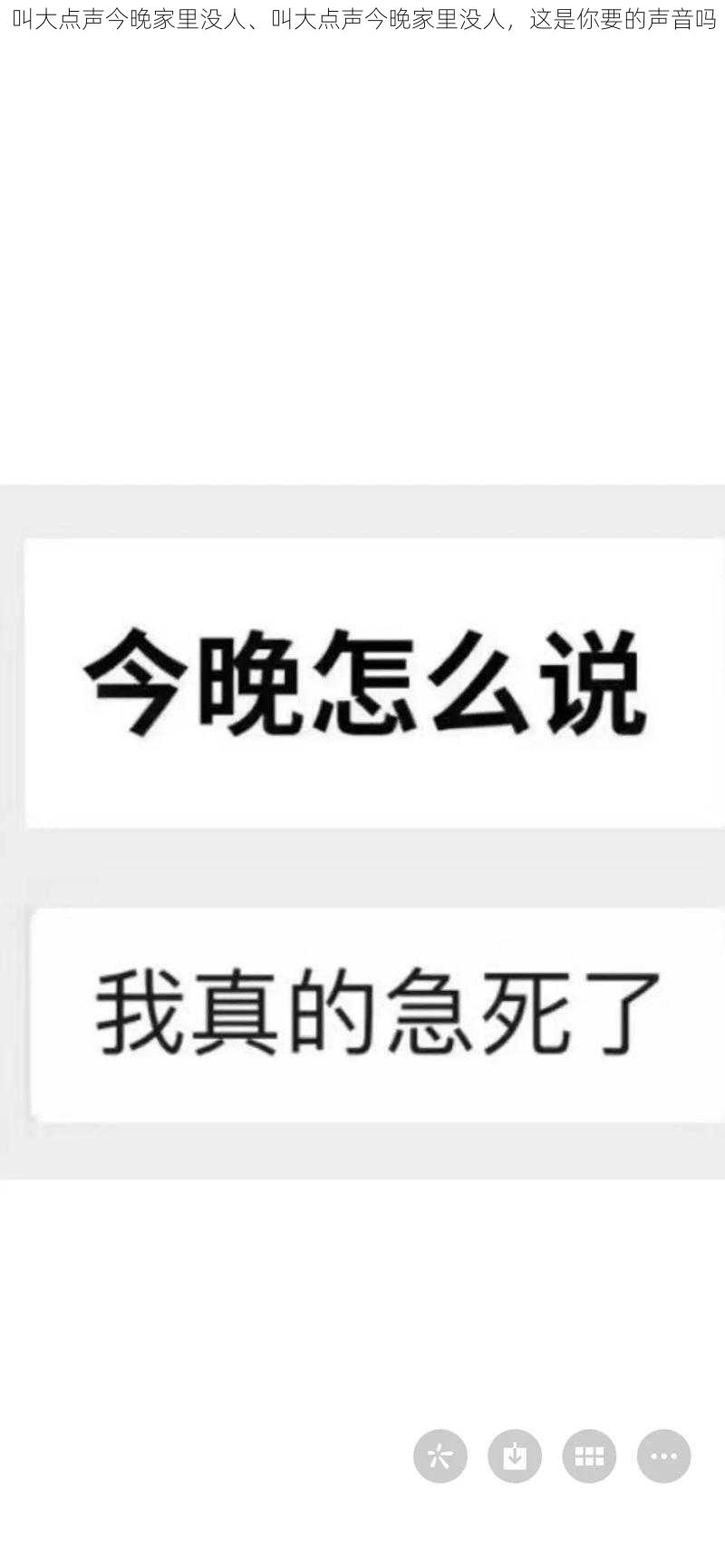 叫大点声今晚家里没人、叫大点声今晚家里没人，这是你要的声音吗