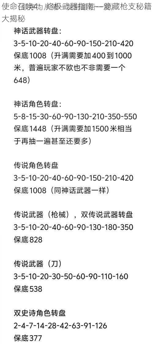 使命召唤4：终极武器指南——隐藏枪支秘籍大揭秘