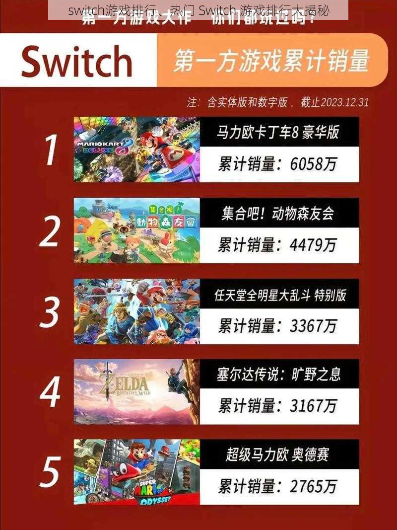 switch游戏排行、热门 Switch 游戏排行大揭秘