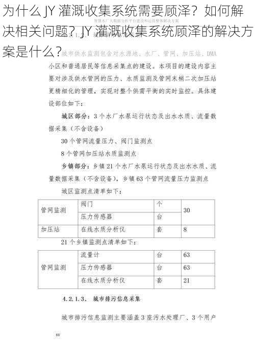 为什么 JY 灌溉收集系统需要顾泽？如何解决相关问题？JY 灌溉收集系统顾泽的解决方案是什么？