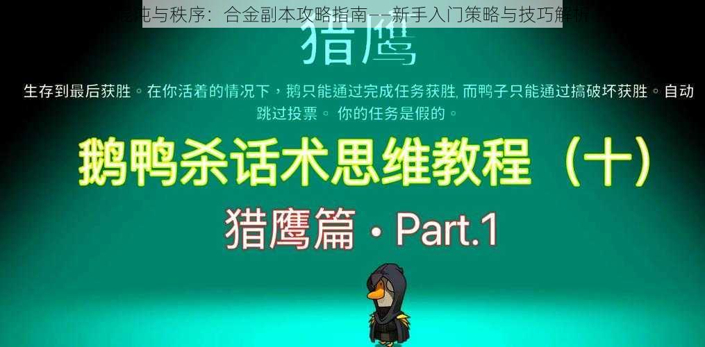 混沌与秩序：合金副本攻略指南——新手入门策略与技巧解析