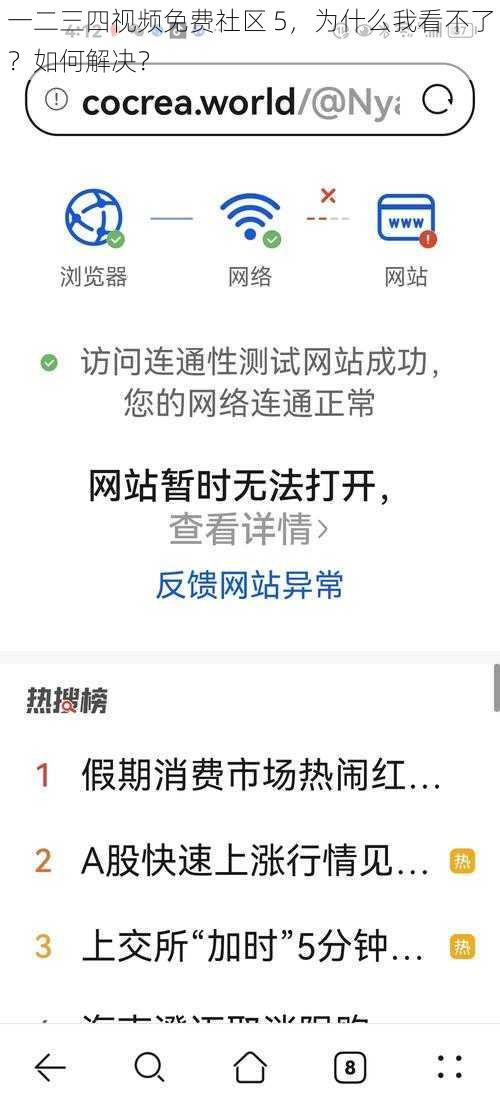 一二三四视频免费社区 5，为什么我看不了？如何解决？